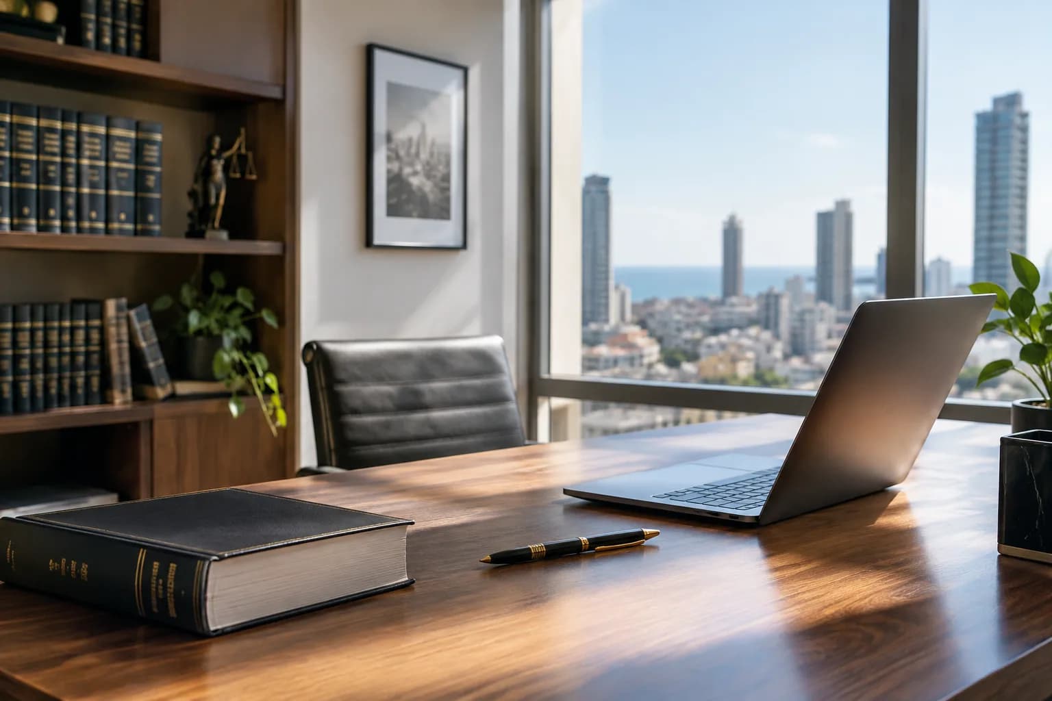 A modern, organized law office that conveys professionalism and credibility.